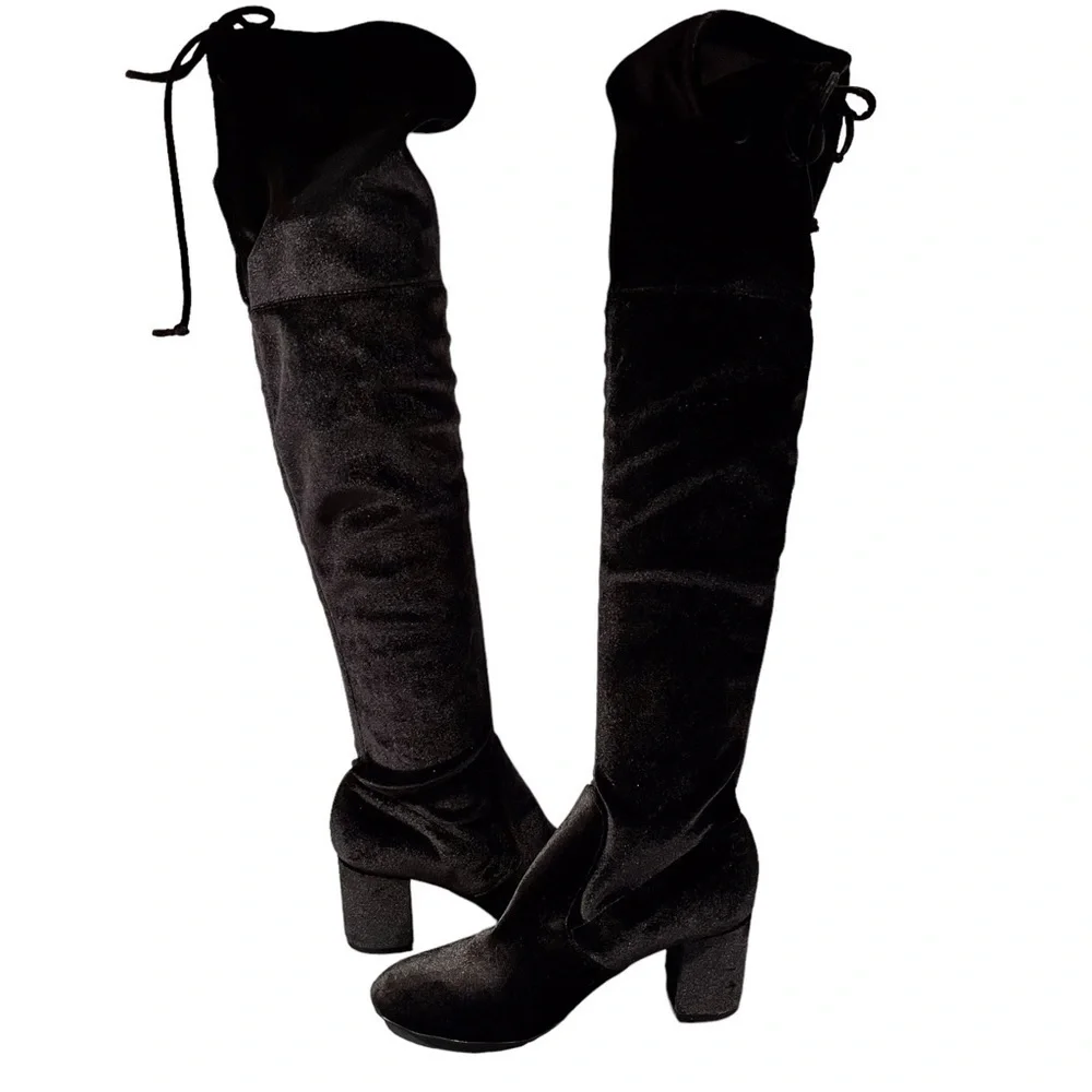 Charles by Charles David sz 6.5 YA black velvet OTK tall heeled boots